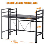 Extendable Microwave Oven Stand, Adjustable Microwave rack Toaster Shelf, Heavy Duty Rack 2 Tier Kitchen Counter Top Organizer with 6 Hooks for Kitchen - color: Black