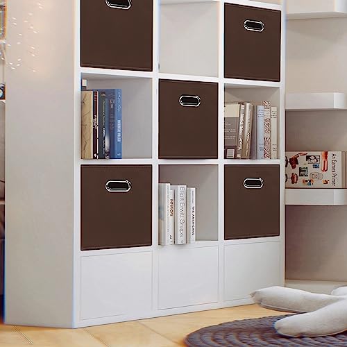 Black Foldable Storage Cubes Bins , Fabric Storage Box Cubes Organizer Baskets with Dual Handles for Home Organizer (Coffee) - color: Coffee, size: 1 Pack