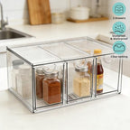 Prsildan Acrylic Makeup Organizer Stackable Storage Drawers with 3 Drawers for Office Desk Vanity Craft Room Clear Drawer Organizers for Hair Accessories Art Supplies Cosmetics Modular System - style: Style3-3Drawers