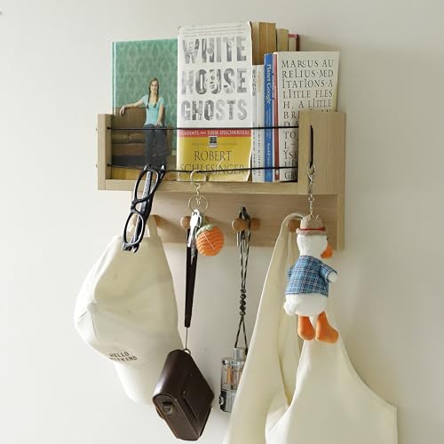 Entrance Coat Rack ，Coat Hooks, Wall-Mounted Wooden Hook Rack, Wall-Mounted Shelves are Very Suitable (Oak Color Finish-B-1) - style: Oak color finish-B-1