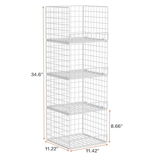 4-Tier Stackable Closet Organizers and Storage Baskets, Closet Shelf Organizer, Space-Saving Clothes Storage Drawer, Foldable Clothes Storage Bins for Closet Organizer System, White(Patent 30022416) - color: White, size: 4-Tier