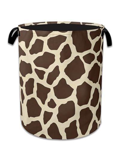 Giraffe Print Large Storage Basket Collapsible Laundry Basket Oxford Storage Bin for Toy Bins Gift Baskets Bedroom Clothes Children Nursery Hamper 16" X 20.8" - color: Giraffe Print