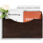 Suzile Wall Mounted File Holder Wood Magazine Holder Wall Hanging File Organizer for Office Mail Magazine Letter Paper Folder Organization (Brown)