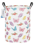 Round Waterproof Laundry Basket,Foldable Storage Basket,Laundry Hampers With Handle,Gift Basket,Suitable for Children's Room and Toy Storage (Butterfly) - color: Butterfly