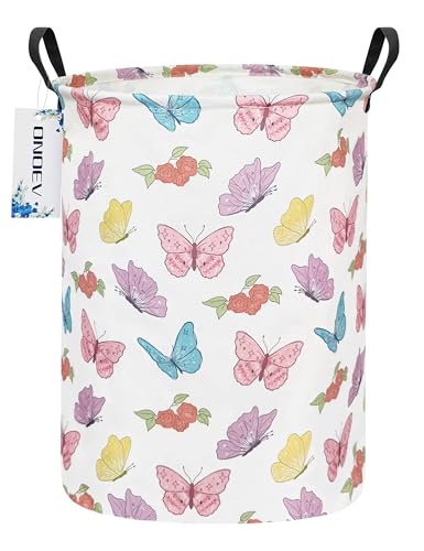 Round Waterproof Laundry Basket,Foldable Storage Basket,Laundry Hampers With Handle,Gift Basket,Suitable for Children's Room and Toy Storage (Butterfly) - color: Butterfly
