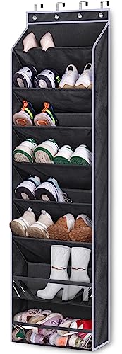 KEETDY Over The Door Shoe Rack for Door Fit 20 Pairs Sneakers Large Hanging Shoe Organizer for Closet Storage Boots, Black - color: Black, size: 64"