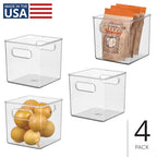 iDesign Storage Bin with Handles - Cube Organizer Bin for Pantry, Set of 4, Clear, Made in USA - style: Pack of 4
