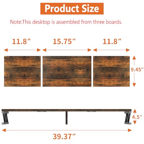 Dual Monitor Stand Riser, Large Wood Monitor Riser for 2 Monitors, Monitor Lift with Storage for Desk, Sturdy Wood&Steel Multi Screen Stand, Desktop Organizer Monitor Stand for Computer - color: Rustic Brown