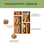 keechee Carbonized Bamboo Kitchen Drawer Organizer (Bundle: 5pc Organizers Set) - size: Bundle: 5pc Organizers Set