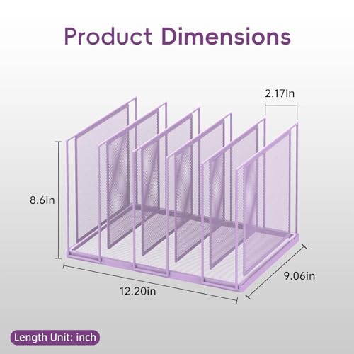 File Organizer for Desk, 5-Section Vertical File Sorter, Paper Holder Organizer Standing Metal File Folder for Office Home Classroom, Purple - color: Purple, size: 1 Pack 5-Section