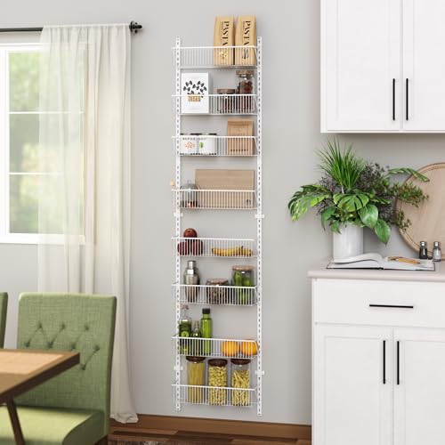 ClosetMaid 97535 Wall or Door Adjustable (8) Basket Organizer, 6.614-Inch D x 77.165-Inch H x 17.992-Inch W, White - style: Basket Organizer