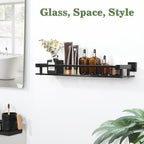Alise Bathroom Shelves,Matte Black Glass Shelf for Bathroom, Modern Floating Shelves,20 inch - color: Matte Black, size: 20 Inch