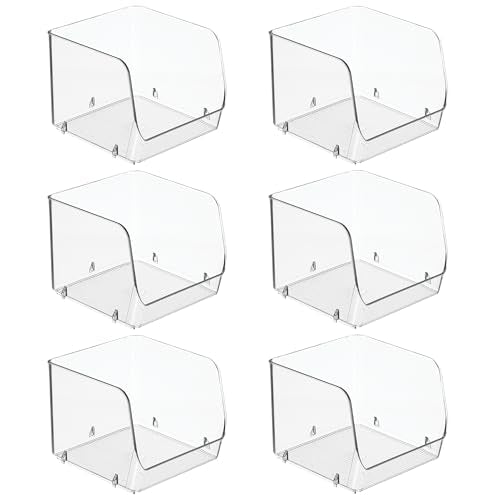 iDesign Stackable Open-Front Storage Bins for Kitchen and Pantry Organization - Set of 6 - Clear - Plastic - style: Pack of 6