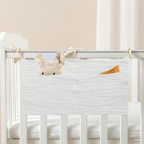 Baby Bedside Hanging Bags Storage Organizer Milk Bottle Toy Crib Baby Nappy-Bag Bed-Bunk Organizing Bag - color: White
