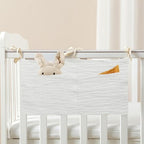 Baby Bedside Hanging Bags Storage Organizer Milk Bottle Toy Crib Baby Nappy-Bag Bed-Bunk Organizing Bag - color: White
