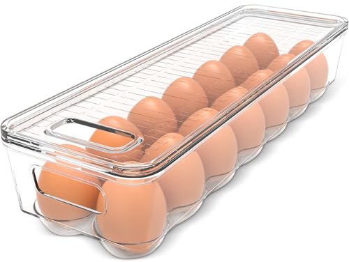 Utopia Home Egg Container With Lid and Handle for Refrigerator - Pack of 1 - Clear Stackable Egg Holder for Kitchen Storage and organization - size: Pack of 1