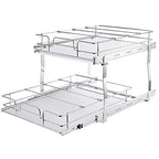 VEVOR 2 Tier 20"Wx21.2"Dx15.2"HPull Out Cabinet Organizer, Heavy Duty Slide Out Pantry Shelves, Steel Roll Out Drawers, Sliding Drawer Storage for Home, 21.5"Wx22.5"Dx19"H Install Size for Cabinet - size: 20"Wx21.2"Dx15.2"H