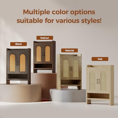 Mericonia 6-Tier Shoe Cabinet Storage for Entryway, Rattan Shoes Organizer Cabinets with Doors, Wooden Shoe Rack, Farmhouse Boho Wood Storage Cabinet (Oak, 6-Tier) - color: Oak, size: 6-tier