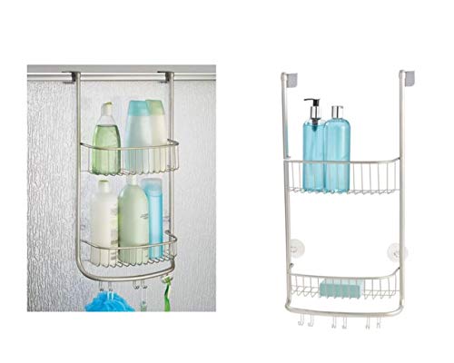 iDesign Forma Bathroom Over The Door Shower Caddy with Storage Baskets Shelves for Shampoo, Conditioner, Soap, Set of 1, Satin - color: Satin