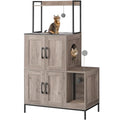 HOOBRO Cat Litter Box Enclosure Furniture, 2 in 1 Hidden Litter Box Furniture with Shelf, Double Litter Box Cabinet with 2 Dangling Plush Balls and 1 Toy Ball, Greige and Black BG78MW01 - color: Greige