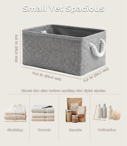 TheWarmHome Storage Bins for Shelves - 11.8x7.9x5.2 inch Grey Small Storage Baskets for Organizing, Fabric Storage Cubes Closet Organizer for Home Nursery Gift Decorative (Gray) - color: Grey, size: Small -11.8Lx7.9Wx5.2H