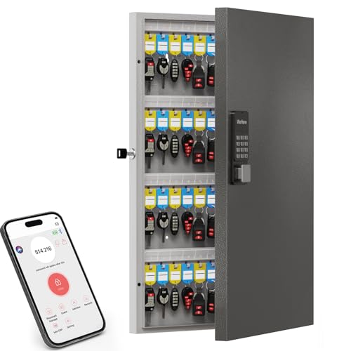 96-Key Smart Key Lock Box Wall Mount – Commercial Key Cabinet with App, Keypad, Bluetooth & WiFi Unlock (Sold Separately), Access Log Tracking, Key Management System for School, Office - size: 96 Key(Smart)