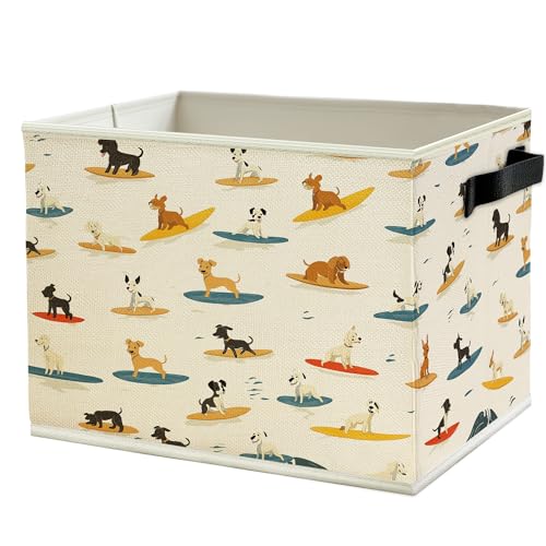 Funny Coastal Beach Surfing Dog Storage Bins Box with Handles, Dog Lovers Gifts, Surfing Gifts, Ocean Surf Puppy Collapsible Basket Organizer for Bathroom Bedroom Toys Books Clothes - color: Color06