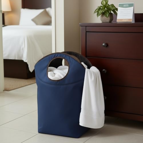90L Foldable Laundry Basket with Soft Padded Handle, 22"x21"x12" Large Capacity Oxford Fabric Storage Hamper, Collapsible Portable Laundry Bag for Home Bedroom Dorm Travel and Outdoor - color: Blue, size: 22"L x 12"W x 21"H