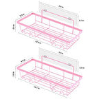 Durmmur 2 Pack Adhesive Shower Caddy Organizer with Hooks, Rustproof No Drilling Wall Mounted Storage Shelf Rack for Inside Shower/Bathroom/Kitchen (Pink) - color: Pink