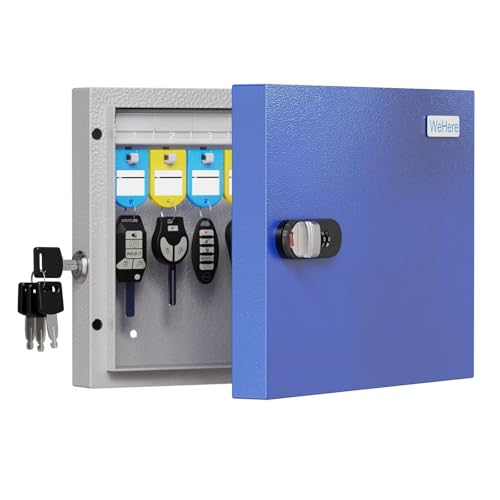 16 Key Lock Box - Wall Mounted Key Cabinet with 3-Digit Combination Lock & Backup Key, Key Organizer Lockbox for Home, Office, Rental, Property Management, Includes Key Tags & Magnetic Door - size: 16 keys（Basic)