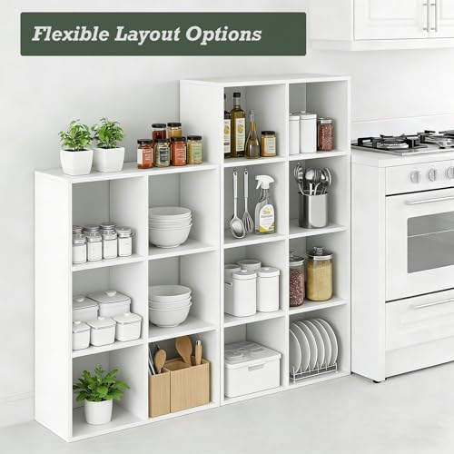 8-Cube Storage Organizer Shelf, Open Cube Bookshelf, Reversible Bookcase, Sturdy Modern Storage for Home Office, Bedroom, Living Room, White - color: Classic White, size: 8-cube