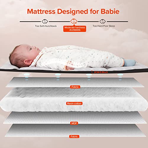 ELEMARA Baby Bassinet Bedside Crib with Diaper Changer, Pack and Play with Mattress for Baby，4 in 1 Playpen Travel Bed with Storage,Playard with Adjustable Height - style: Baby Bassinet