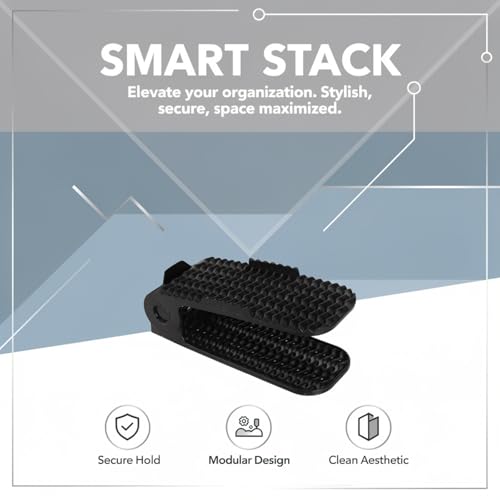 8 Pcs Adjustable Shoe Rack, Double Layer Shoe Slots Organizer, Space Saving Shoe Stackers, Sturdy & Anti-Slip, Easy to Use for Closet, Dorm, Living Room, Black