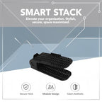 8 Pcs Adjustable Shoe Rack, Double Layer Shoe Slots Organizer, Space Saving Shoe Stackers, Sturdy & Anti-Slip, Easy to Use for Closet, Dorm, Living Room, Black