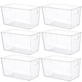 Vtopmart 6 PCS Clear Plastic Storage Bins, Pantry Organizer Containers with Handle for Refrigerator, Fridge, Cabinet, Kitchen, Countertops, Cupboard, Home Organization and Storage, XL - size: XL(13”L x 7.4”W x 7”H)