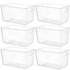 Vtopmart 6 PCS Clear Plastic Storage Bins, Pantry Organizer Containers with Handle for Refrigerator, Fridge, Cabinet, Kitchen, Countertops, Cupboard, Home Organization and Storage, XL - size: XL(13”L x 7.4”W x 7”H)