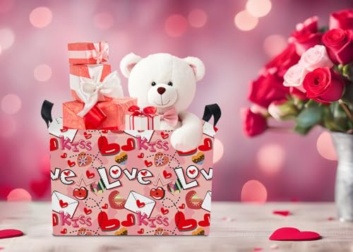 NTAOHAMPER Mothers Day Gifts Love Letter Fabric Storage Basket Empty with Handles, Books Box, Baby Shower Baptism Lovely Storage24L(Love Letter) - color: Love Letter