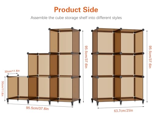 6-Cube Storage Organizer, Closet Organizer Storage Shelf Bookcase Bookshelf with Metal Hammer, Storage Cubes Organizer Cabinet for Kids, Closet, Bedroom, Bathroom, (11.8x11.8x11.8 inch) - color: Brown, size: 11.8 x 11.8 x 11.8 Inch