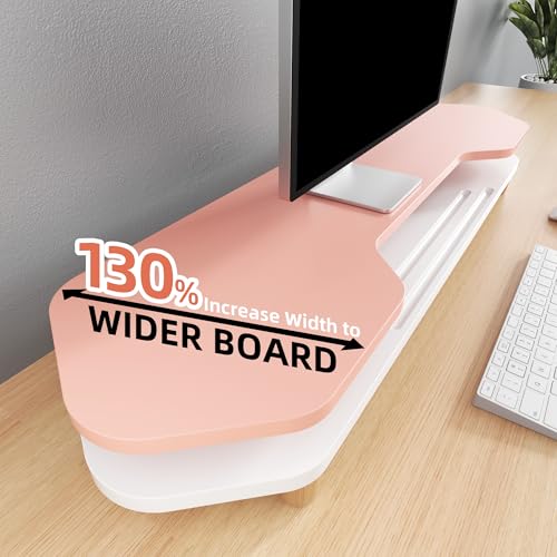 AFOOYO 2 Tier Dual Monitor Stand Riser,Wider Board Computer Monitor Stand for 2 Monitors,Slot For Phone/Tablet Office Desktop Organizer for Laptop,PC,Computer,Printer,Pink - color: Pink, size: 2 Tier