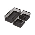 1InTheOffice Mesh Collection Desk Drawer Organizer Tray 3 Compartment - Stackable, Matte Black