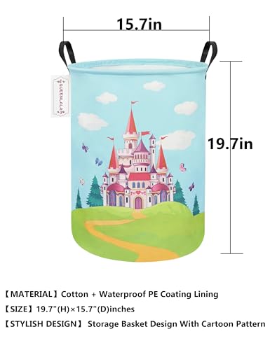 QUEENLALA Large Storage Basket,Laundry Hamper/Bathroom/Home Decor/Collapsible Round Storage Bin,Boys and Girls Hamper/Boxes/Clothing(Round-Forest Castle) - color: Round-Forest Castle