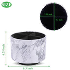 Round Leather Art Supply Organizer,Remote Control Holder,360-degree Rotating Pen Organizer with 4 Compartments(1-Marble White Silver) - color: 1-Marble White Silver