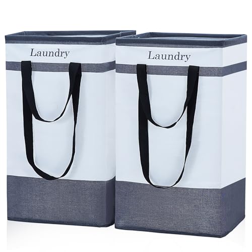 FairyHaus Laundry Basket 100L, 2Pack Laundry Hamper with Easy Carry Handles, Collapsible Laundry Baskets Hampers for Bathroom Clothes Storage Black - color: Black, size: 100L