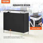 VEVOR Folding Portable Bar Table, Tradeshow Podium Table for Indoor, Outdoor, Party, Picnic, Exhibition, Includes Carrying Case, Storage Shelf and Black Skirt, 38.39" x 15.16" x 34.25" - size: 38.39 INCH