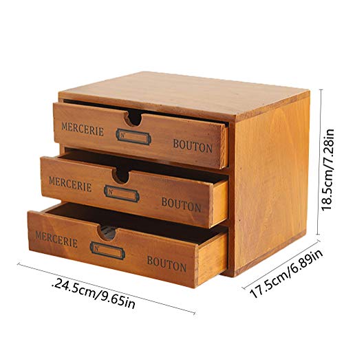 Willcome Wooden Storage Box with Drawers Portable Wooden Desktop Organizer for Home Office Counter Craft Decor