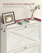 VASAGLE Shoe Storage Cabinet Organizer with 2 Flip Drawers, Freestanding Narrow Shoe Rack Cabinet for Entryway, Farmhouse Style, Fits 14 to 16 Pairs, Rustic White UHSC203WJ01S - color: Rustic White