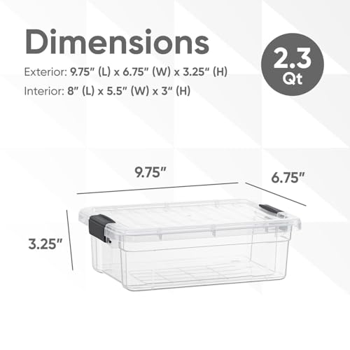 Superio 2.3 Qt Clear Plastic Storage Bin with Lid, Non-Toxic, BPA Free, Odor Free, Organizer Storage Box, Stackable Plastic Tote for Home, Garage, School, and Office, X-Small - size: 2.3" x 2.3" x 2.3"