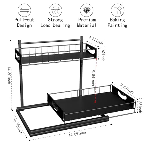 Under Sink Organizer with Pull-Out Drawers,Kitchen Sink Organizer,2 Tier Bathroom Organizers And Storage,Bathroom Accessories Set,Black 2 Pack - color: Black, size: A 2 Pack