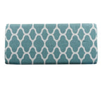 HomePop Large Upholstered Rectangular Storage Ottoman Bench with Hinged Lid, Teal Blue Geometric - color: Teal Blue Geometric