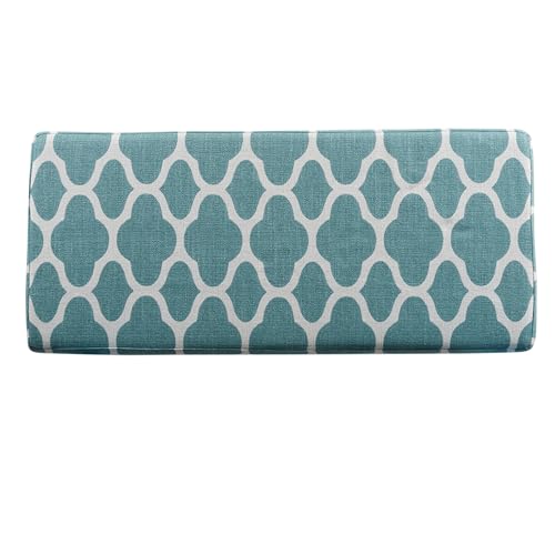 HomePop Large Upholstered Rectangular Storage Ottoman Bench with Hinged Lid, Teal Blue Geometric - color: Teal Blue Geometric